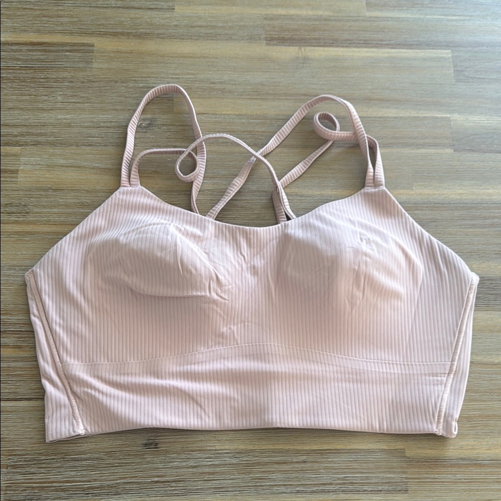 lululemon athletica Long Line Cloud Light Pink Strappy Bra, Size 10